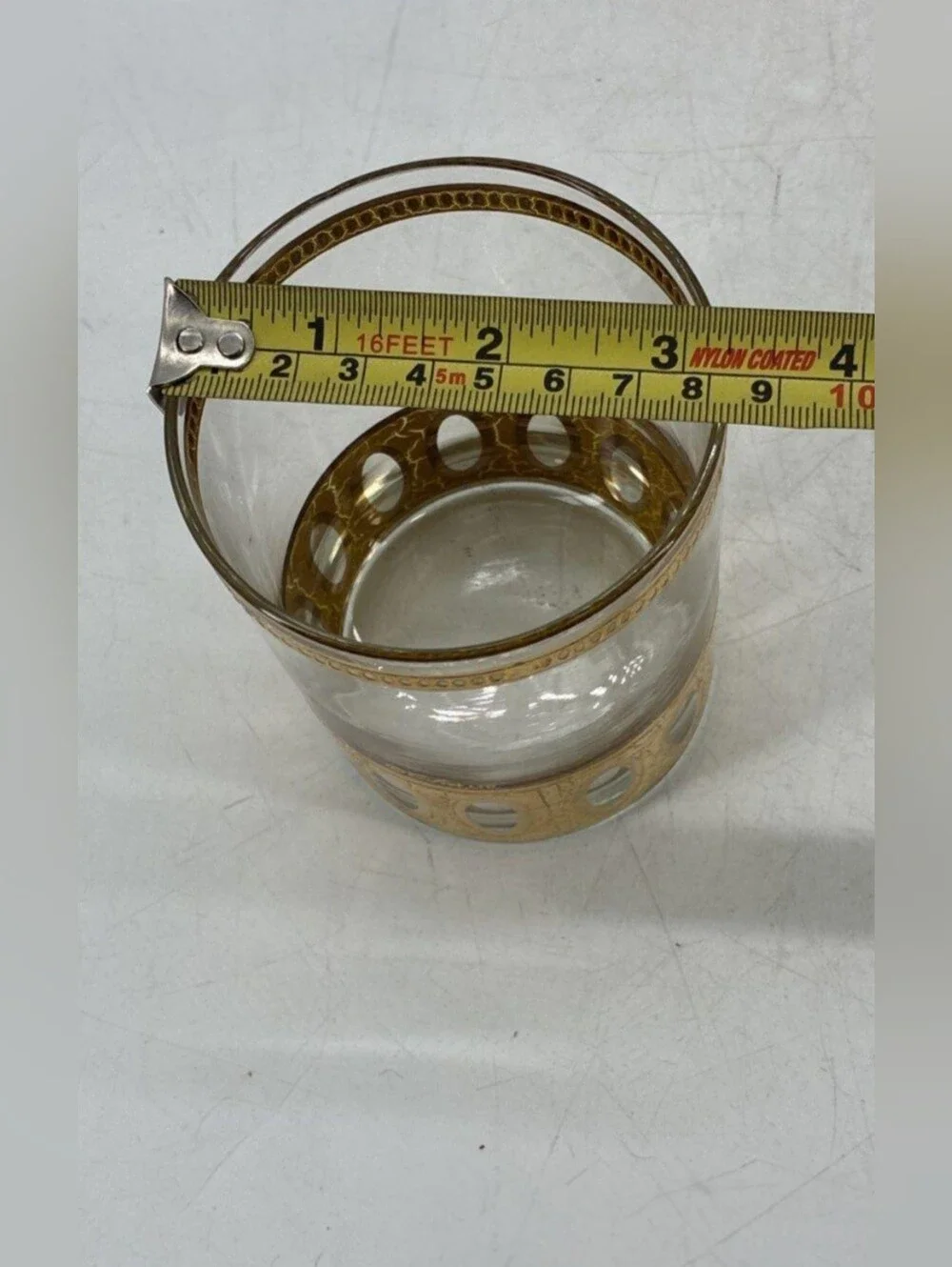 Vintage Culver Antigua 22K Gold Lowball Glasses - MCM Cut Out Oval Rocks - 8 PC